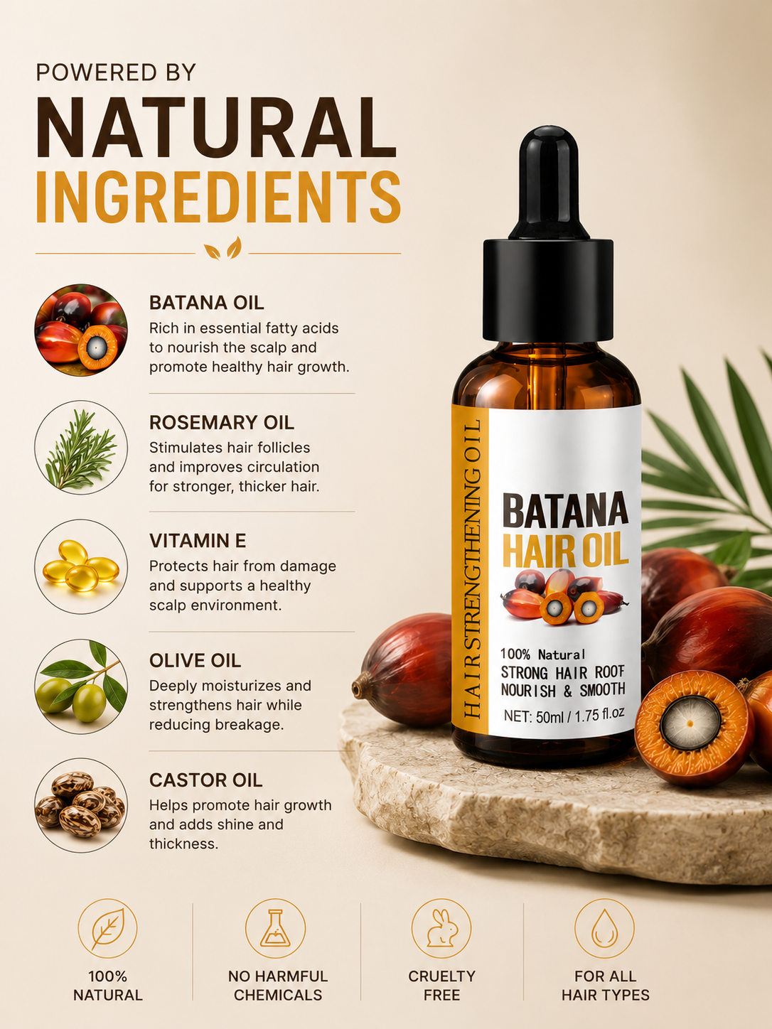 Batana Natural Hair Growth Oil - Visible Results in 7 Days!