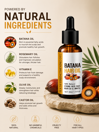 Batana Natural Hair Growth Oil - Visible Results in 7 Days!