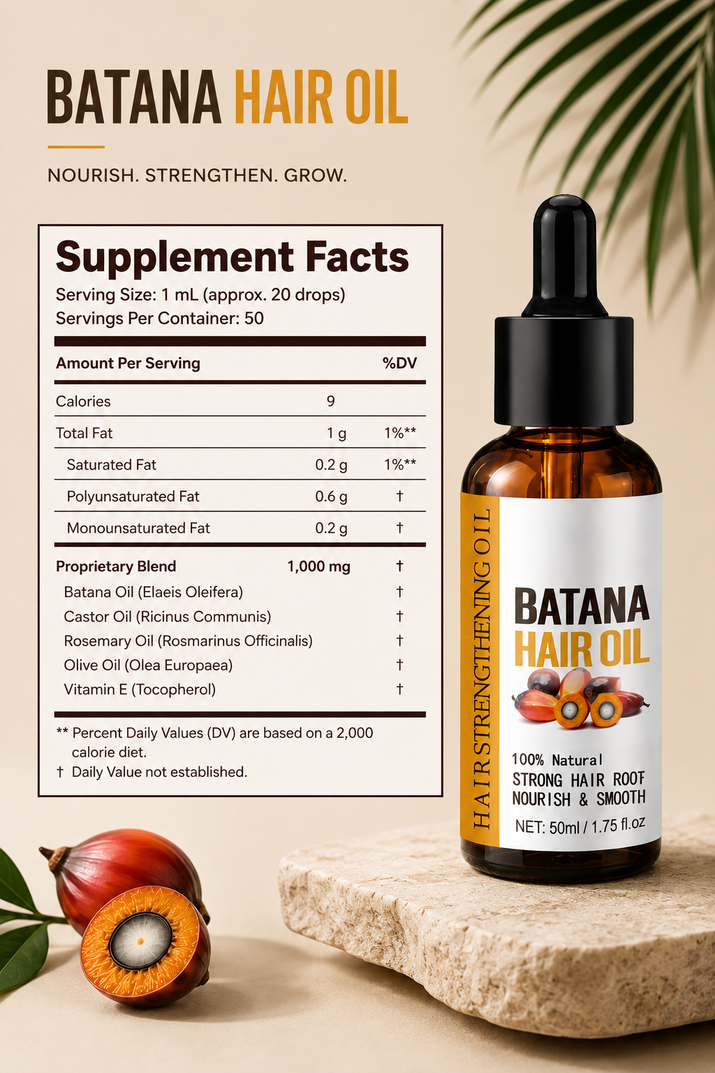 Batana Natural Hair Growth Oil - Visible Results in 7 Days!